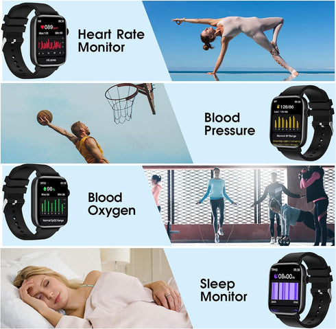 Smart Watch for Android iPhone, 1.9" Fitness Tracker with (Answer/Make Calls) IP 67 Waterproof Sport Digital Watches, Blood Pressure Heart Rate Mo...