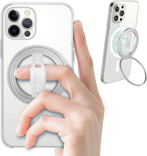 EWA The New MagOne (Upgrade) Compatible with MagSafe Phone Grip Stand with Silicone Finger Strap, Removable Magnetic Ring Holder Kickstand Loop, O...