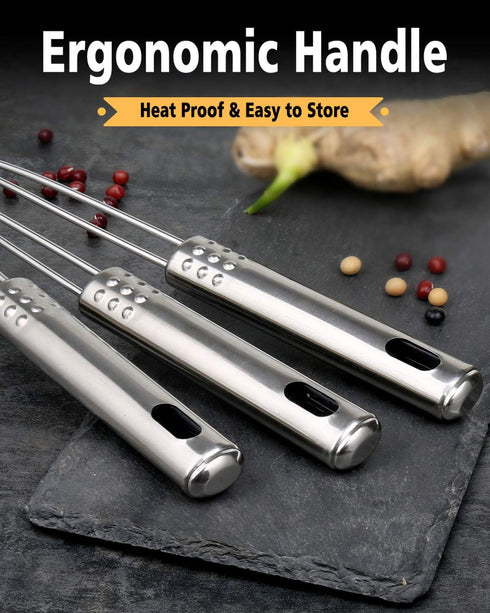 Enhanced Version Stainless Steel Spider Strainer Skimmer Ladle, Set of 3 Sizes Kitchen Strainer Spoon for Cooking and Frying, Pasta Strainer, Food...