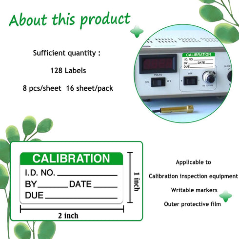 Self Laminating Calibration Labels 2 X 1 Inches - Write-on Calibration Stickers with Cover for for NIST Calibration, ISO-900 Calibration 128 Label...