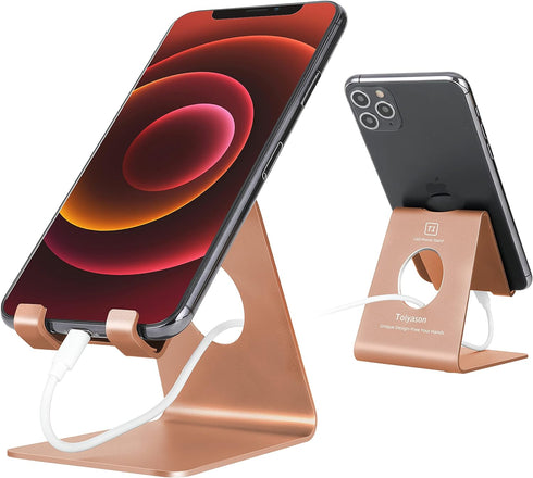 Cell Phone Stand Desk Phone Holder, Cradle, Dock, Compatible with All 4-8inch Phones, Office Kitchen Traveling Accessories T1 Rose Gold...