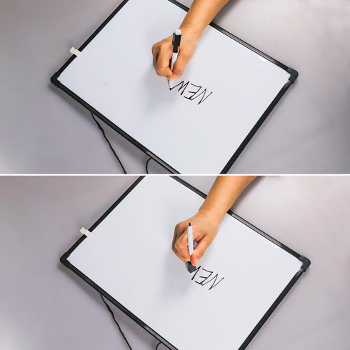 Double-Sided Dry Erase Board 16" x 12", Small White Board for Wall, Black Frame Hanging Whiteboard for Home School Office...