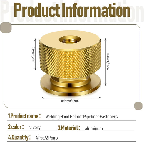 2 Pairs Welding Hood Helmet Pipeliner Fasteners Aluminum Pipeliner Welding Helmet Accessories Headgear Replacement Parts Accessories Screws Flip H...