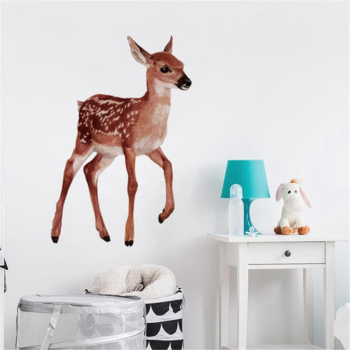 ROFARSO Lifelike Cute Lovely Deer Doe Animal Wall Stickers Removable Wall Decals Peel and Stick Wall Art Decorations Home Decor for Kid Nursery Ba...