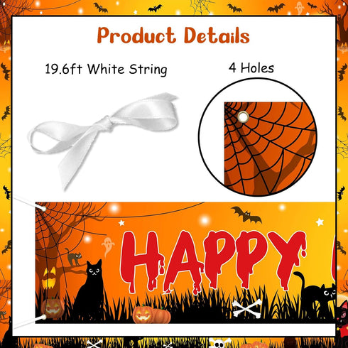 Halloween Black Cat Yard Decor Banner, Happy Halloween Black Cat Yard Sign Outside Banner Decorations for Outdoor Yard Fence, Scary Cat Halloween ...