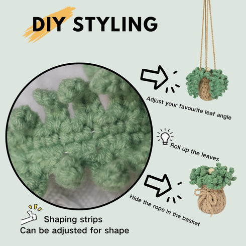 Crochet Car Air Freshener?12ml Empty Refillable Car Diffuser Bottle with Cute Potted Plants Car Mirror Hanging Accessories Car Air Hanging Fragran...