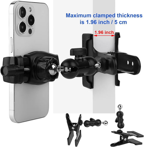 Clip Clamp Phone Holder for Desk/Table/Glass Door/Desktop Baffle/Easel,Compatible with iPhone/Nexus/HTC/LG/Huawei/Smart Phones,360°Adjustment Alum...