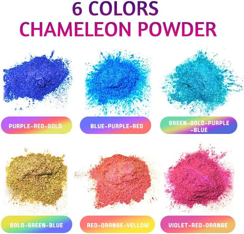Chameleon Mica Powder, 6 Color Changing Mica Powder for Epoxy Resin, Tumblers, Color Shifting Pigment Powder for Resin Art,Slime,Painting,Concrete...