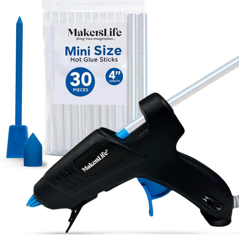 Dual Temp Glue Gun Kit with built-in stand, 30 Mini Glue Sticks With 3-In-1 Crafting Tool & Pointed Tip Finger Guard. Glue Sticks for Glue Gun. Ho...