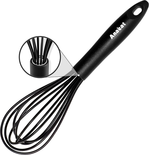 Anaeat 8.5" Silicone Balloon Whisk, Perfect for Non-Stick Cookware, Milk and Egg Beater Blender, Heat Resistant Kitchen Whisks for Whisking, Cooki...