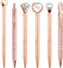 Cute Pens for Women, 6 Pcs Rose Gold Pens Metal Ballpoint Pens Bulk, 1.0mm Medium Point Black Ink Pens, Office and School Supplies Cool Fun Pens G...