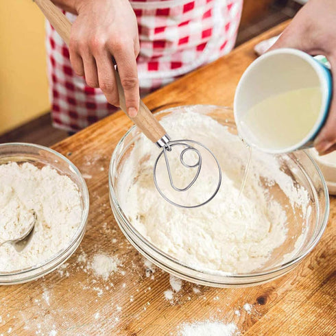 2-Pack Danish Dough Whisk, 13-Inch Bread Whisk, Dutch Whisk with Stainless Steel Ring, Dutch Bread Whisk for Sourdough, Pizza, Pastry, and Cookies...