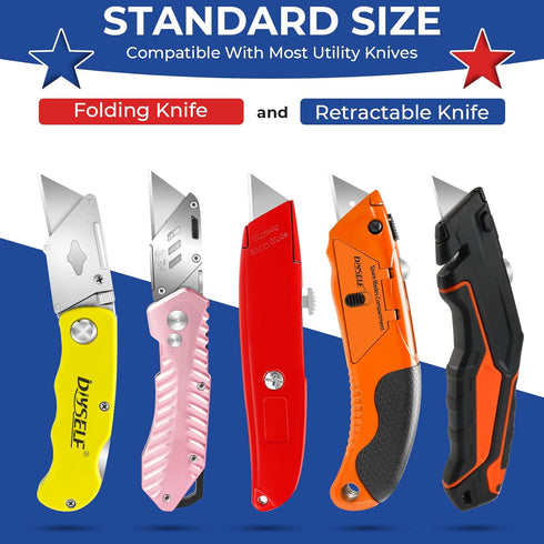 DIYSELF Utility Knife Blades 100 Pack, Box Cutter Blades Refills with Dispenser, Razor Blades Utility Knife Replacement Blades, Utility Blades for...