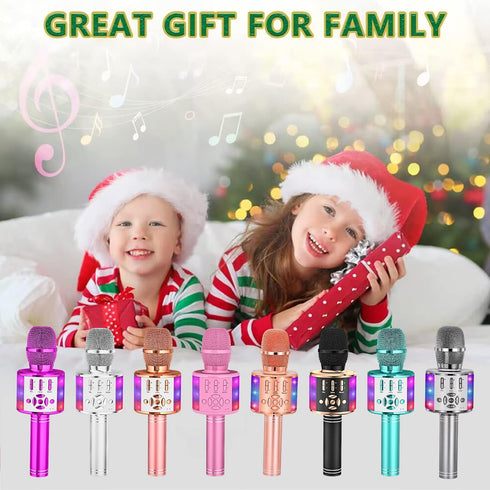 Amazmic Kids Karaoke Microphone Machine Toys for Girls Bluetooth Microphone with LED Light, Birthday Gift for Girls Boys 3 4 5 6 7 8 9 10 11 12 Ye...