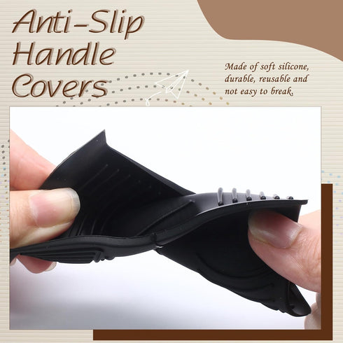 2 PCS Silicone Assist Handle Holder - Heat Resistant Pot Handle Covers - Non-Slip Handle Covers Handle Holder for Kitchen Pot Pan - Black...