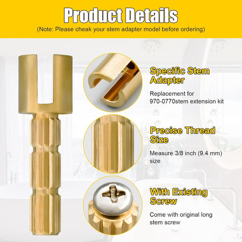 Stem Adapter Replacement for 970-0770 Plumbing Shower Handle Stem Extension Tub and Faucet Accessories Valve Extender Trim Repair Kit...