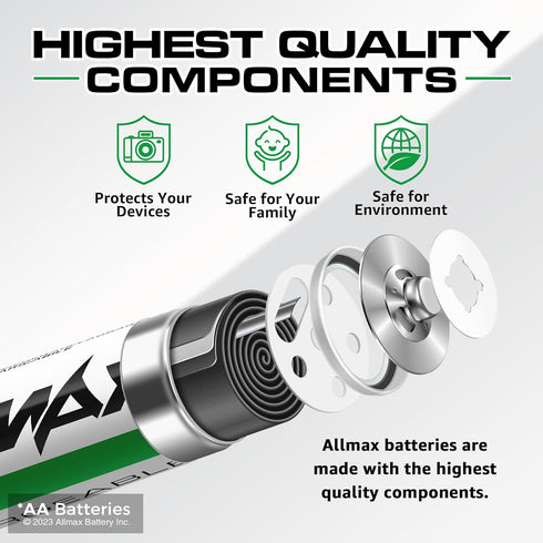 Allmax Rechargeable AA NiMH Batteries (8 Count) - Recharge up to 2,000 Times, 2000mAh, Precharged, 1.2V...