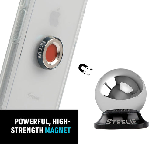 Nite Ize Steelie Magnetic Phone Socket Plus - Dashboard Phone Mount Socket with Strong Magnet - Phone Holder Accessory Compatible with Steelie Pho...