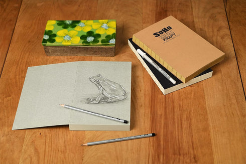 SoHo Urban Artist Open Bound Sketch Pads - Open Coptic Bound Sketch Pads for Drawing, Calligraphy, Any Dry Media, & More! - [Grey - 5.6x8.26" - Si...