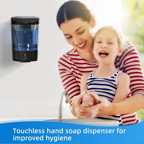 SVAVO Automatic Soap Dispenser Hand Soap Dispenser Wall Mount 600m/21 fl.oz, Touchless Electric Sensor Pump Battery Operated for Offices Home Kitc...