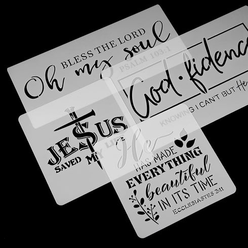 CINPIUK 14PCS Christian Stencils Painting on Wood, Bible Sign Motivational Saying Faith God Fidence Be Still Reusable Painting Stencils DIY Farmho...