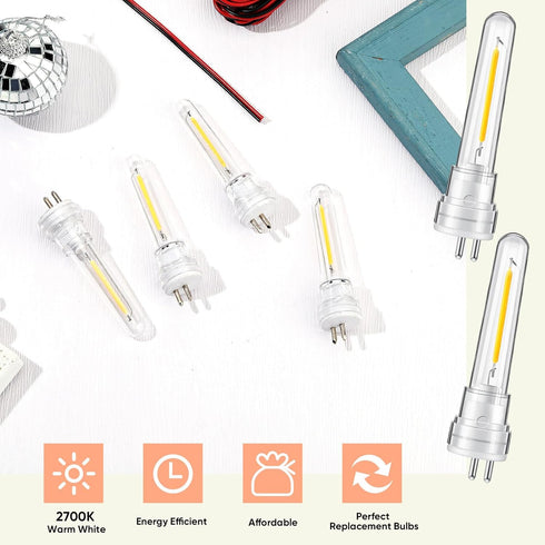 S14 Replacement Light Bulbs 1.5 Watt LED Bulb with 2 Prongs 2700k 120V Waterproof String Lights Accessories for Outdoor Patio String Lights, Warm ...