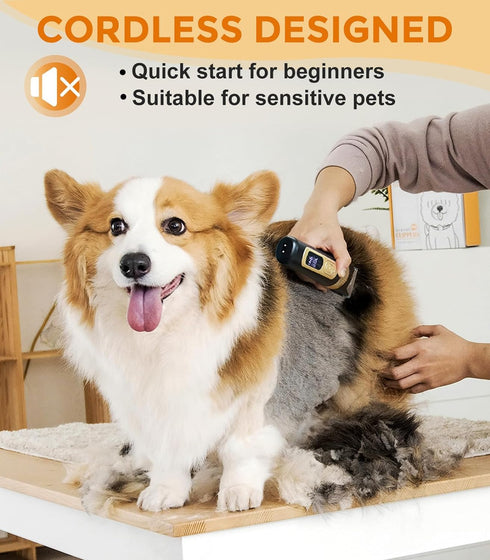 Dog Clippers for Grooming, 4-Speed & LCD, Low Noise Electric Dog Trimmer for Grooming, Cordless Rechargeable Dog Hair Clippers, Super Quiet for Do...