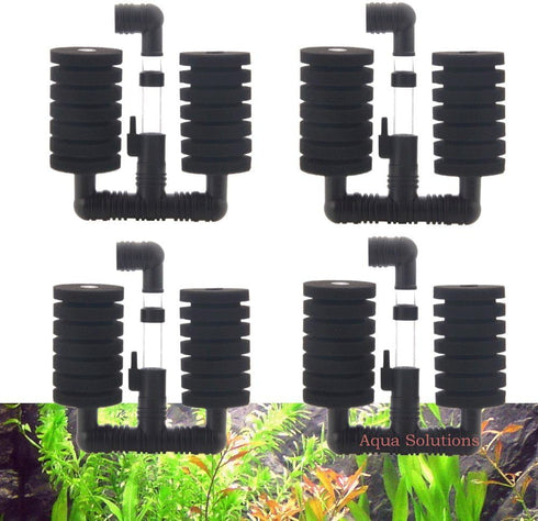 4X Dual Bio Sponge Filter for Betta Fry Aquarium Fish Tank Up to 30 Gallon ea. (Dual Sponge Filters 4-Pack)...