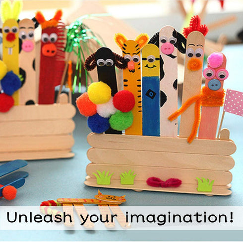 WISYOK 120 Pcs Wood Craft Sticks 5.9 Inch, Ice Cream Sticks, Jumbo Sticks, Popsicle Sticks, Ideal for Building Model, Kids Handicraft, and Creatin...