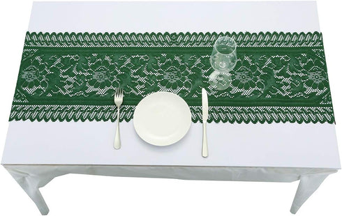 Rockcloud Lace Table Cloth Runner for Wedding Banquet Decorations, Christmas Party Table Decor, Green, 13 x 54 Inch...