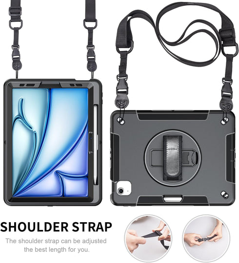 Protective Case for iPad Air 6th Generation 11-inch M2 2024, A2902/A2903/A2904 Case, iPad Air 5th 2022/Air 4th Gen Case 10.9 Inch with Kickstand/H...