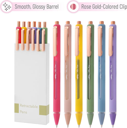 Mr. Pen- Retractable Gel Pens, 6 Pack, Black Ink Gel Pens, Vibrant Barrels, Fast Dry, Gel Pens Fine Point 0.5mm, Retractable Pens, Cute Pens, Gel ...