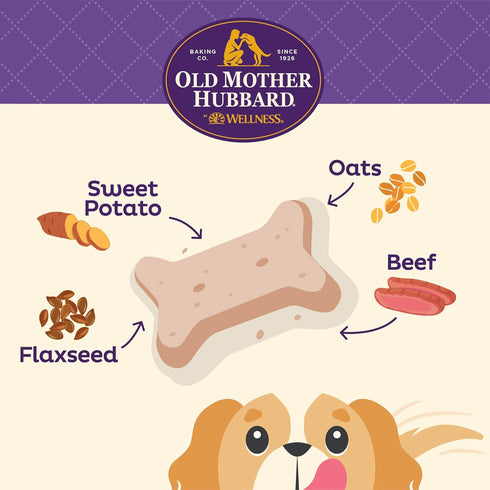 Old Mother Hubbard by Wellness Soft & Chewy Beef & Sweet Potato Natural Dog Treats, Crunchy Oven-Baked Biscuits, Ideal for Training, Mini Size, 8 ...