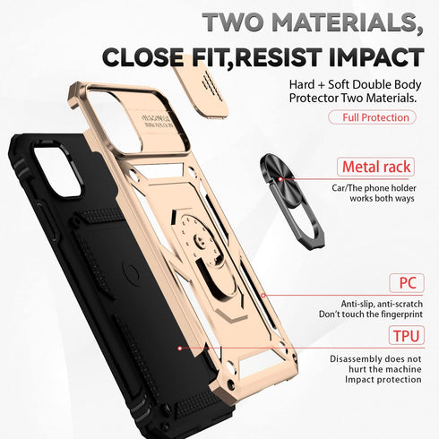 Hitaoyou iPhone 11 Pro Max Case with Camera Cover & Kickstand - Military Grade Shockproof Heavy Duty Protective Magnetic Case, Gold...