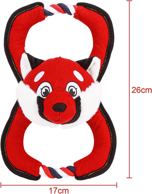 GAOMON Squeaky Dog Toys, Durable Plush Chew Toys in Fox Shape, Interactive Tug of War Toy for Small and Medium Dogs...