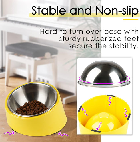 SuperDesign Mess Free 15° Slanted Bowl for Dogs and Cats, Tilted Angle Bulldog Bowl Dog Feeder, Non-Skid & Non-Spill, Easier to Reach Food S/0.5 C...