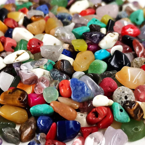 500pcs Natural Chip Stone Beads Multicolor 5mm to 8mm Irregular Gemstone Healing Crystal Loose Rocks Bead Hole Drilled DIY for Bracelet Necklace E...