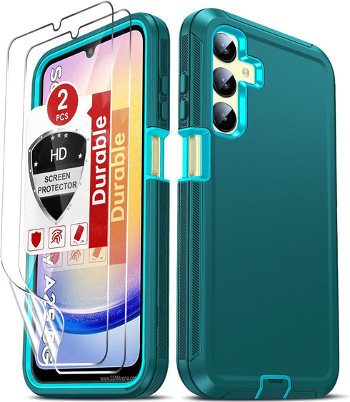 LeYi for Samsung Galaxy A25 5G Phone Case: Galaxy A25 5G Phone Case with 2Pcs HD Screen Protector, Heavy Duty 3 in 1 Full Body Shockproof Protecto...