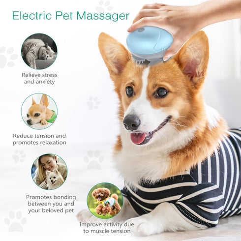 ORAI Electric Cat Massager, Handheld Pet Head Massager, Electric Scalp Massager for Dogs and Cats, with 4 Massager Heads, 96 Massage Nodes, Waterp...