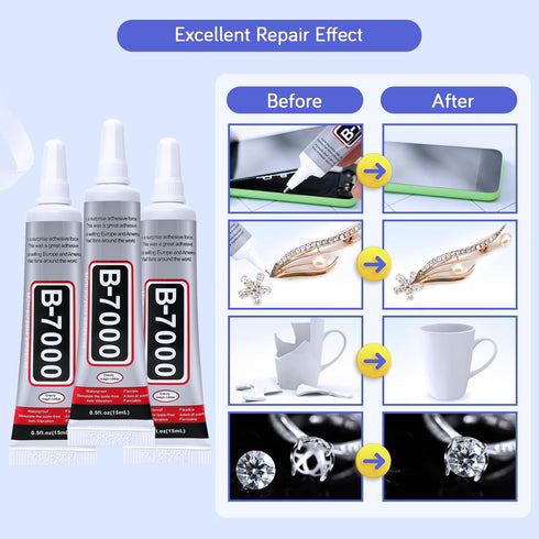 3PCS B7000 Jewelry Glue for Jewelry Making, FITTDYHE 15ML/0.5fl oz Clear Glue DIY Craft Glue Rhinestones Glue, Waterproof Stong Bond Adhesive Glue...