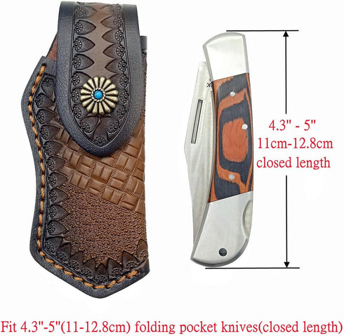 5'' Leather Folding Pocket Knife Sheath,Leather Knife Pouch for Buck 110,Knife Holster,Knife Sheaths (Dark Brown)...