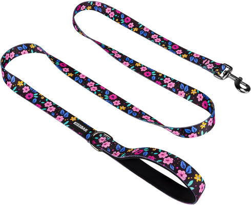 KISSBAK Dog Leash for Medium Dogs - Comfortable Padded Handles,Premium Floral Sunflower Dog Training Leash,Walking Lead for Dogs (Floral, Medium (...
