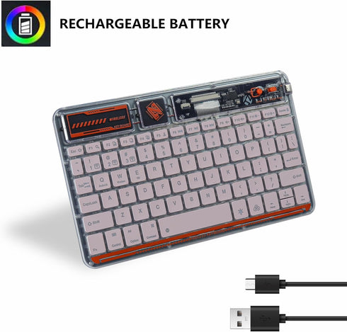 Slim Portable Wireless Bluetooth Keyboard,10 inch 7 Colors Backlit Rechargeable Keyboard for Android Tablet Cell Phone Smartphone iPad iOS Windows...