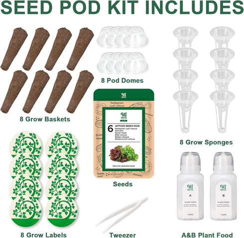 Lettuce Seed Pod Kit for AeroGarden, Included Romaine/Bibb and Boston Lettuce/Red and Green Leaf/Butter Head/Buttercrunch, Plant Food and Accessor...