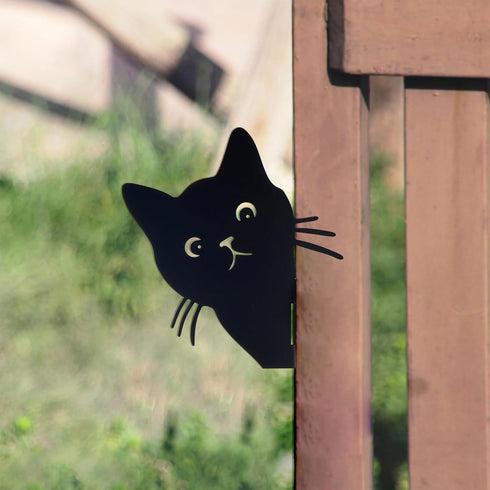 Peeping Cat Metal Garden Decor,Cute Cat Garden Decor,Cat Garden Statue,Black Cat Statue for Indoor and Outdoor,Cat Lover Gifts for Women,Set of 3 ...