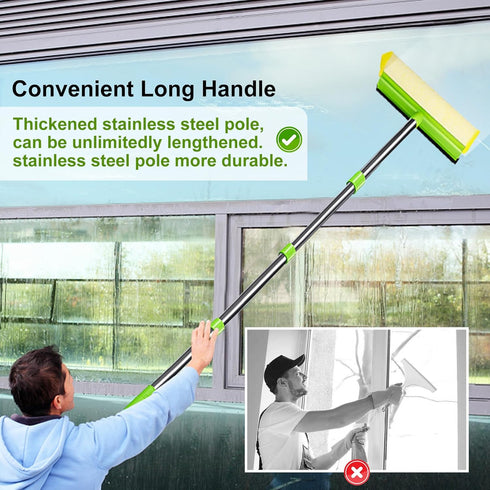 ITTAHO Squeegee for Window Cleaning, 2 in 1 Squeegee Window Cleaner with 58'' Long Handle,Window Washing Kit with Extension Pole for Shower, Winds...