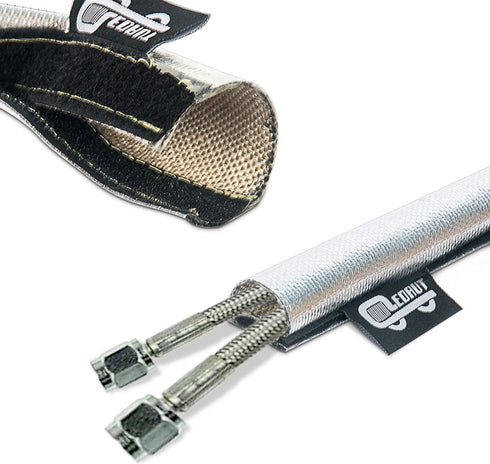 Heat Shroud Sleeve Aluminized Sleeving Express Aluminized Hose and Silver Hose Wire Protection Barrier with Hook and Loop Closure, 3/4" I.D.x 10FT...
