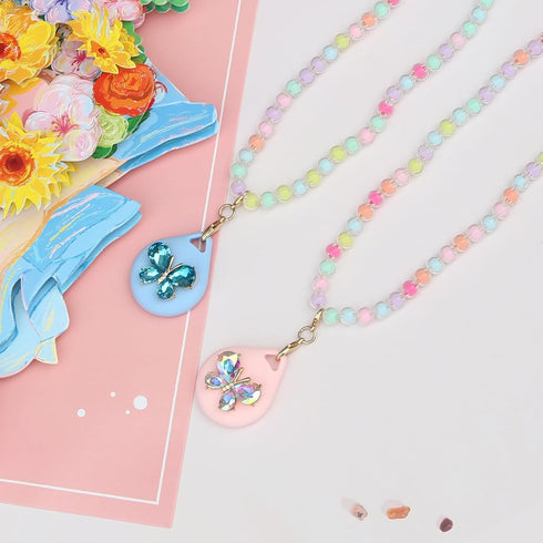Cute Airtag Necklace Holder for Kids Girls, 2 Pack Butterfly Case Cover for Apple Airtag......