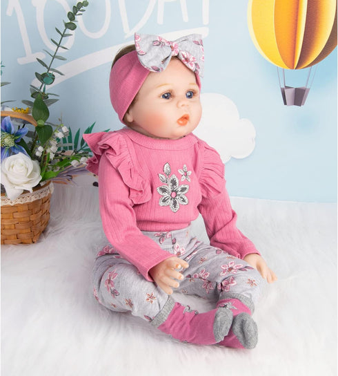 Reborn Baby Doll Clothes 24inch Girl Pink Outfits Accesories Set 4pcs for 22"- 24" Reborn Dolls Newborn Baby Clothing...