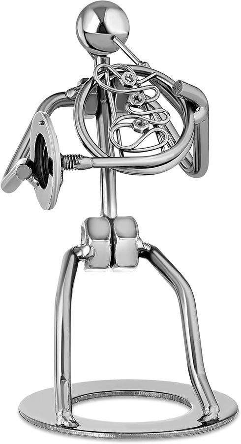 Broadway Gift French Horn Player Silver Tone 6 inch Table Metal Decorative Musician Tabletop Figurine...